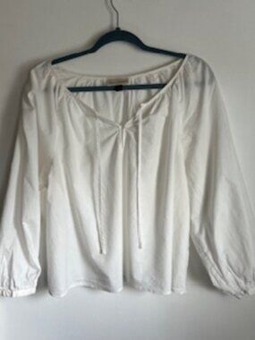 🧡3/15 Universal Thread Lightweight White Top Balloon Sleeves Women's L